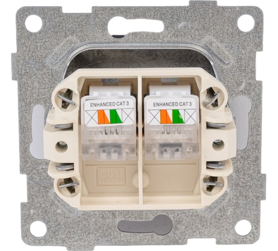 Механизм телефонной розетки GUSI ELECTRIC Ugra RJ12, двойной, СУ, графит С11Т2-010