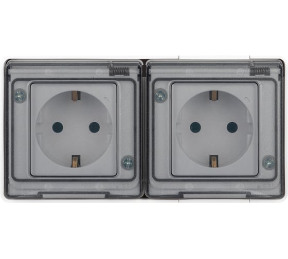 Розетка ЭРА Эксперт 11250301 2x2PE горизонтальная IP55, 16A, 250В, ОУ, белый Б0063264