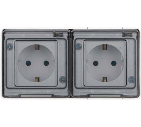 Розетка ЭРА Эксперт 11250401 2x2PE горизонтальная IP55, шторки, 16A, 250В, ОУ, белый Б0063262