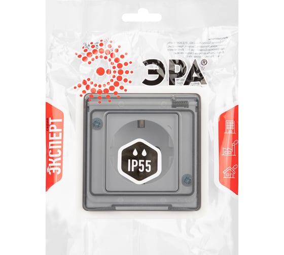 Розетка ЭРА Эксперт 11252201 2PE IP55, шторки, 16A, 250В, СУ, белый Б0063281