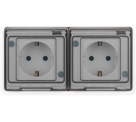 Розетка ЭРА Эксперт 11252301 2x2PE горизонтальная IP55, 16A, 250В, СУ, белый Б0063276