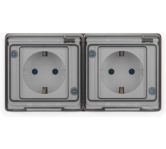 Розетка ЭРА Эксперт 11252301 2x2PE горизонтальная IP55, 16A, 250В, СУ, белый Б0063276