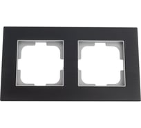 Рамка 2-местная Ovivo PRIME ELEMENTS ALUMINIUM, черный/серебро 403-500020-226