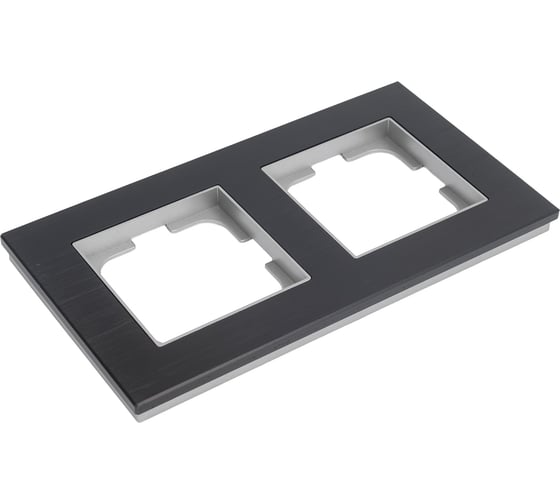 Рамка 2-местная Ovivo PRIME ELEMENTS ALUMINIUM, черный/серебро 403-500020-226