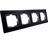 Рамка 4-местная Ovivo PRIME ELEMENTS ALUMINIUM, черный/серебро 403-500020-228