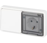 Блок розетка с выключателем ЭРА Эксперт 11752101 IP55, 16A(10AX)250В, СУ, белый Б0063261