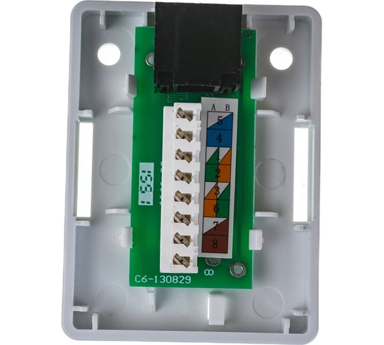 Настенная розетка 1 порт RJ-45, категория 6, белая, TWT-SM1-45/6-WH