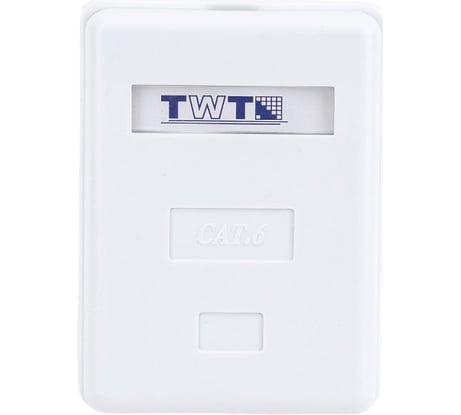 Настенная розетка 1 порт RJ-45, категория 6, экранированная, белая, TWT-SM1-45/S6-WH