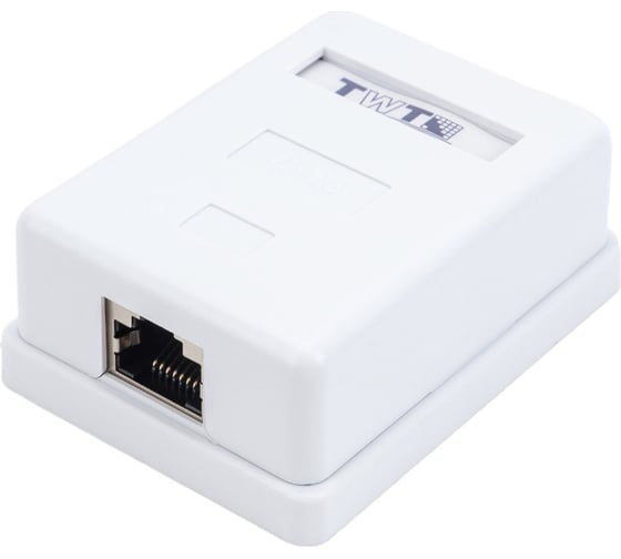 Настенная розетка 1 порт RJ-45, категория 6, экранированная, белая, TWT-SM1-45/S6-WH