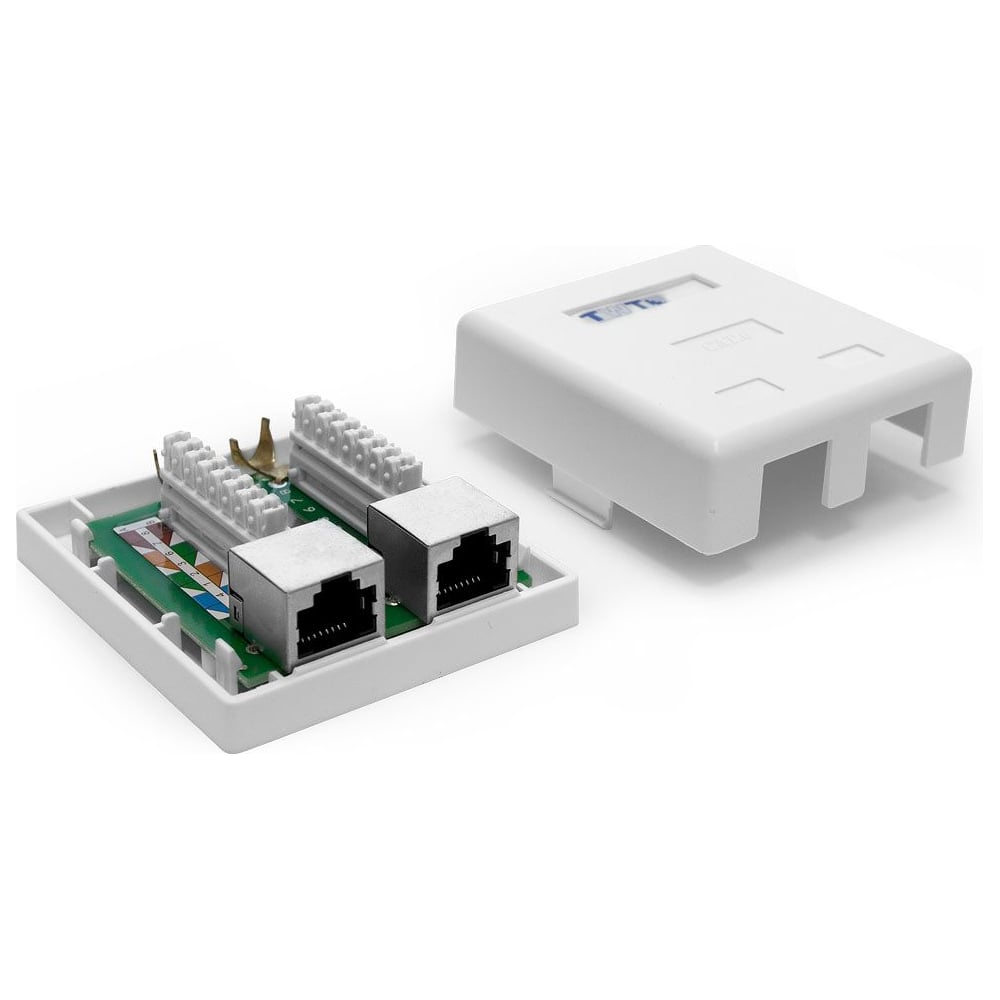 Настенная розетка 2 порта RJ-45, категория 6, экранированная, белая ...