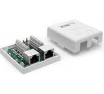 Настенная розетка 2 порта RJ-45, категория 6, экранированная, белая, TWT-SM2-4545/S6-WH