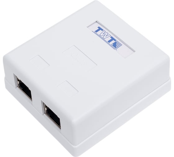 Настенная розетка 2 порта RJ-45, категория 6, экранированная, белая, TWT-SM2-4545/S6-WH