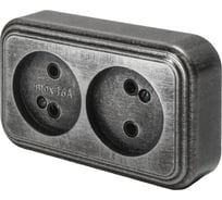 Розетка duwi о/п б/з 2-местная серия Palazzo Vintage, серебро патина 26449 1