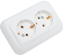 Розетка duwi с/п 2-местная с з/к серия Basis, белый, 26461 3