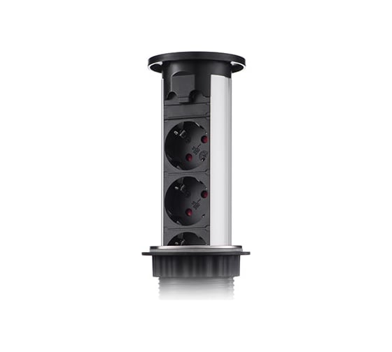 Блок розеток Mebax 105J 3 секции Серебро+Черный Автоматический d=60мм 2 USB 00-00001160