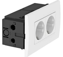 Блок розеточный укомплектованный AR45 OBO Bettermann (2 розетки Schuko, серия Modul45 для кабель-каналов Rapid 80 и колонн ISS, 84x140x59 мм, цвет белый) 6119407