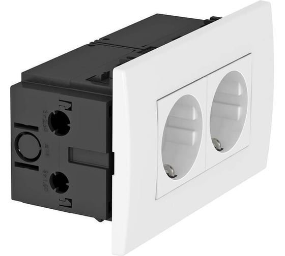 Блок розеточный укомплектованный AR45 OBO Bettermann (2 розетки Schuko, серия Modul45 для кабель-каналов Rapid 80 и колонн ISS, 84x140x59 мм, цвет белый) 6119407 1