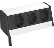 Настольный бокс OBO Bettermann DB укомплектованный (3 розетки 220В Schuko 2К+З черного цвета, с сетевым кабелем 3 м, кабельный вывод с нижней стороны) 6116939
