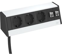 Настольный бокс OBO Bettermann DB укомплектованный (3 розетки Schuko 2К+З черного цвета,2 розетки RJ45 категория 6 экранированные,с сетевым кабелем 3м) 6116945