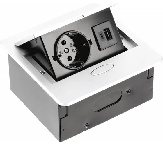Розетка врезная GTV AVARO (Schuko), 2xUSB (A+C), белый, с проводом 1.5 метра AE-PB1SAVA-10N 1