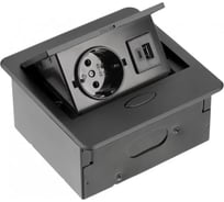 Розетка врезная GTV AVARO (Schuko), 2xUSB (A+C), черный, с проводом 1.5 метра AE-PB1SAVA-20N
