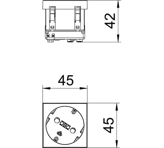 Розетка одинарная OBO Bettermann 2К+3 под углом 33 шторки 16А 250В (45x45 мм - 1 модуль Modul45) черная 6120081