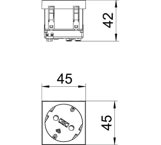Розетка OBO Bettermann 2К+3 под углом 33 шторки 16А 250В (45x45 мм - 1 модуль Modul45) красная 6120078