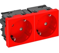 Розетка силовая 33 двойная OBO Bettermann 2x2К+З Modul45connect, со шторками, 16А 250В красная 6120489
