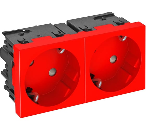 Розетка силовая 33 двойная OBO Bettermann 2x2К+З Modul45connect, со шторками, 16А 250В красная 6120489 1
