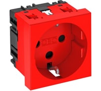 Розетка силовая 0 с кодом одинарная OBO Bettermann 2К+З, 1 модуль Modul45, 45x45 мм, со шторками, 16А 250В красная 6120292