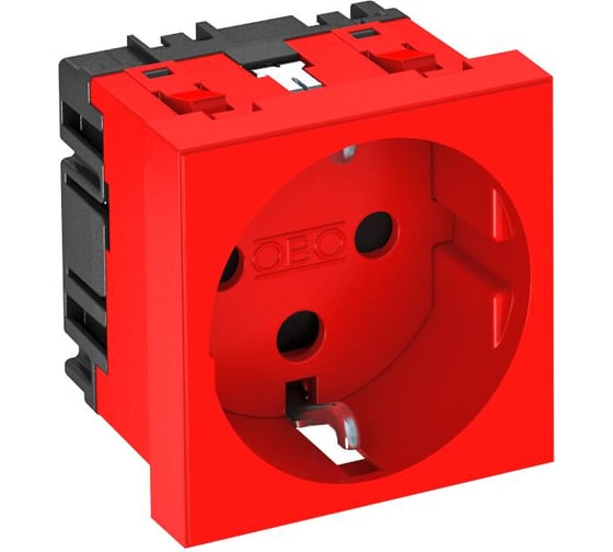 Розетка силовая 0 с кодом одинарная OBO Bettermann 2К+З, 1 модуль Modul45, 45x45 мм, со шторками, 16А 250В красная 6120292