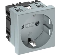 Розетка силовая 0 одинарная OBO Bettermann 2К+З, 1 модуль Modul45, 45x45 мм, со шторками, 16А 250В цвет алюминиевый лак 6120018
