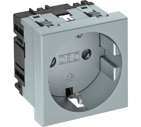 Розетка силовая 0 одинарная OBO Bettermann 2К+З, 1 модуль Modul45, 45x45 мм, со шторками, 16А 250В цвет алюминиевый лак 6120018