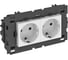 Розетка силовая 0 двойная OBO Bettermann 2x2К+З Modul45connect, со шторками, 16А 250В белая 6120432 1