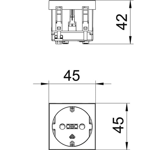 Розетка силовая 0 одинарная OBO Bettermann 2К+З, 1 модуль Modul45, 45x45 мм, со шторками, 16А 250В красная 6120014
