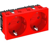 Розетка силовая 0 двойная OBO Bettermann 2x2К+З, 2 модуля Modul45, 45x90 мм, со шторками, 16А 250В красная 6120028