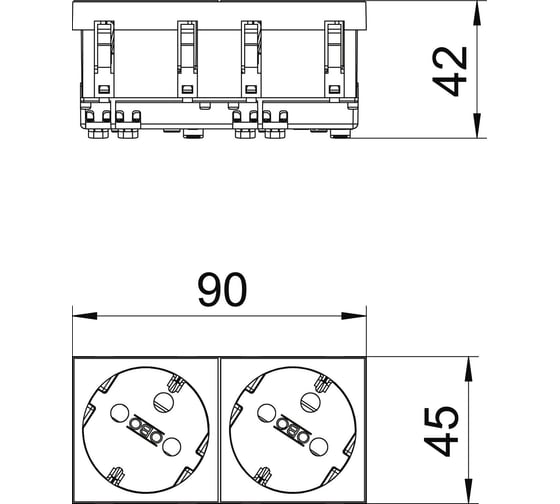 Розетка с кодом (с блокировкой) двойная OBO Bettermann 2x2К+З, 45x90 мм, со шторками, 33, 16А, 250В, красная 6120304