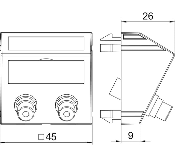 Розетка мультимедийная OBO Bettermann Audio-Cinch, 1 модуль Modul45, 45x45 мм (наклонная), белая 6105078