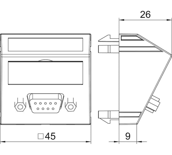 Розетка мультимедийная OBO Bettermann D-Sub9, 1 модуль Modul45, 45x45 мм (наклонная), белая 6104694