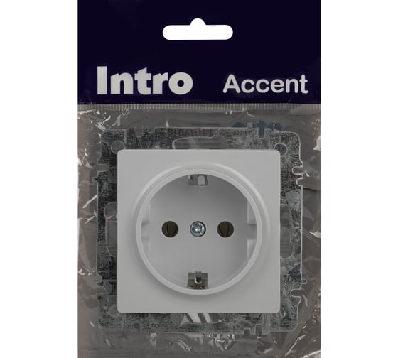 Розетка Intro Accent 620201 2PE Schuko, 16А250В, IP20, СУ, AL/CU, белый Б0063678