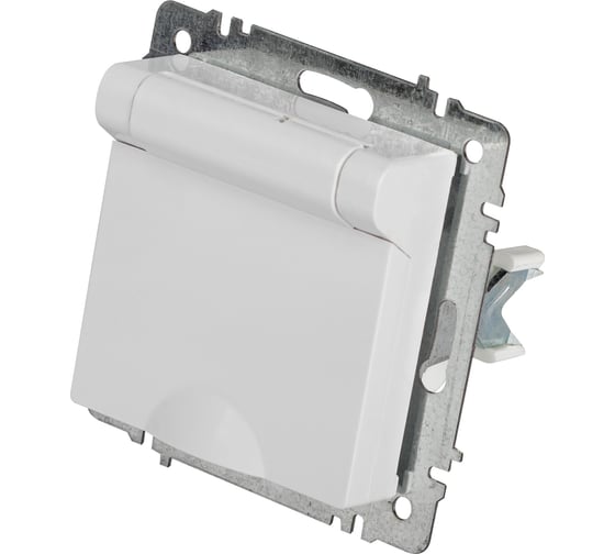 Розетка Intro Accent 620301 2PE Schuko с крышкой, 16А250В, IP20, СУ, AL/CU, белый Б0063709