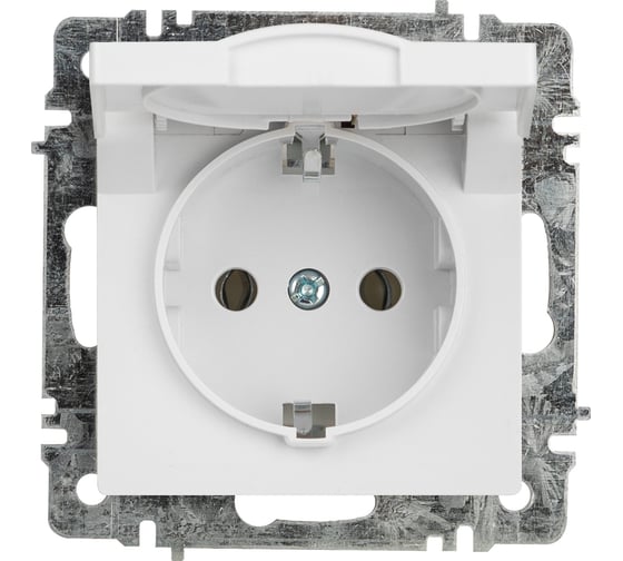 Розетка Intro Accent 620301 2PE Schuko с крышкой, 16А250В, IP20, СУ, AL/CU, белый Б0063709