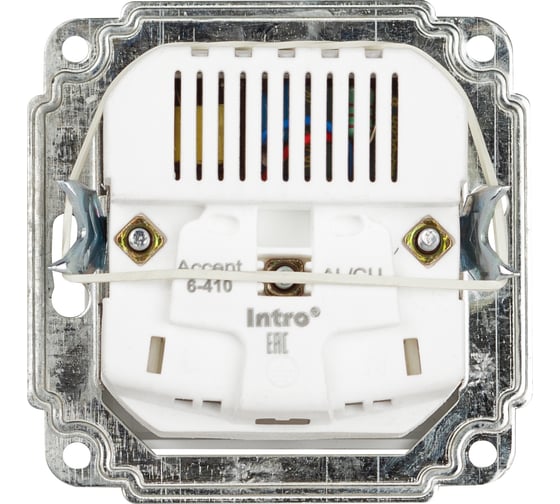 Розетка Intro Accent 641001 PE Schuko со шторками, 16А, 250В, 2хUSB, IP20, СУ, белый Б0063689
