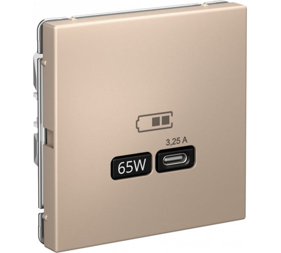 USB Розетка тип-С Systeme Electric ArtGallery Песочный 65Вт высокоскоростная зарядка QC, PD, механизм GAL001227