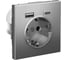 Розетка 16А с 2 USB A+C Systeme Electric ArtGallery Сталь, 5В/2,4А/3,0А, 2x5В/1,5А, механизм GAL000932 2
