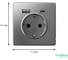 Розетка 16А с 2 USB A+C Systeme Electric ArtGallery Сталь, 5В/2,4А/3,0А, 2x5В/1,5А, механизм GAL000932 5