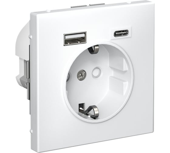 Розетка 16А с 2 USB A+C Systeme Electric ArtGallery Белый, 5В/2,4А/3,0А, 2x5В/1,5А, механизм GAL000132