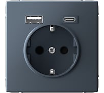 Розетка 16А с 2 USB A+C Systeme Electric ArtGallery Грифель, 5В/2,4А/3,0А, 2x5В/1,5А, механизм GAL000732