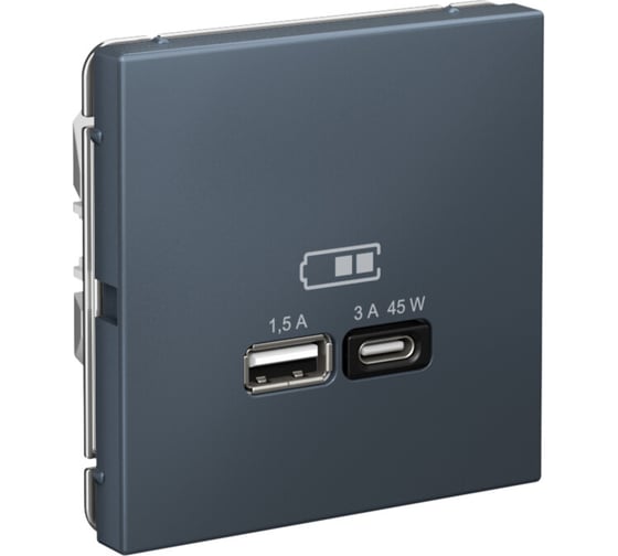 USB Розетка A + тип-C Systeme Electric ArtGallery Грифель 45Вт высокоскоростная зарядка QC, PD, механизм GAL000729