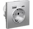 Розетка 16А с 2 USB A+C Systeme Electric ArtGallery Алюминий, 5В/2,4А/3,0А, 2x5В/1,5А, механизм GAL000332 2
